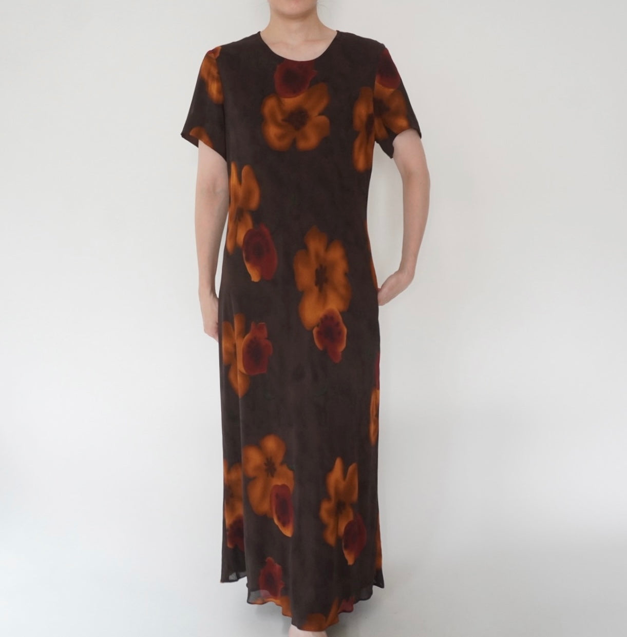 90s Floral Print Maxi Dress