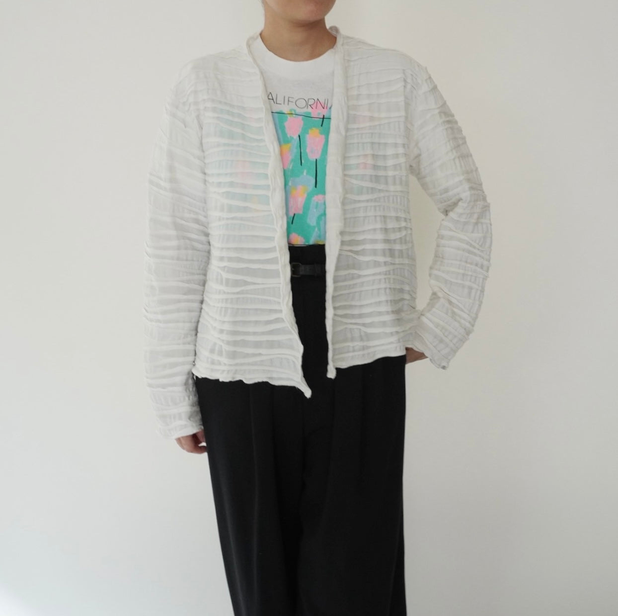 90s Pleated Cardigan Made in USA
