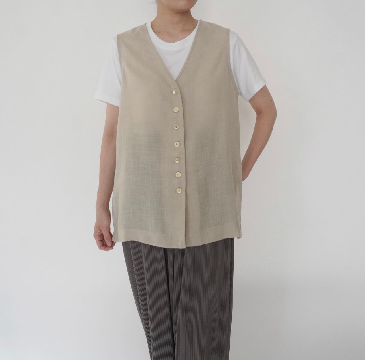 90s Beige Vest Made in USA