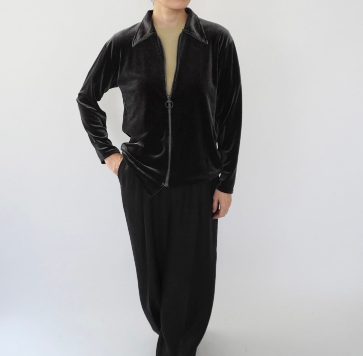 70s Zipped Velour Top