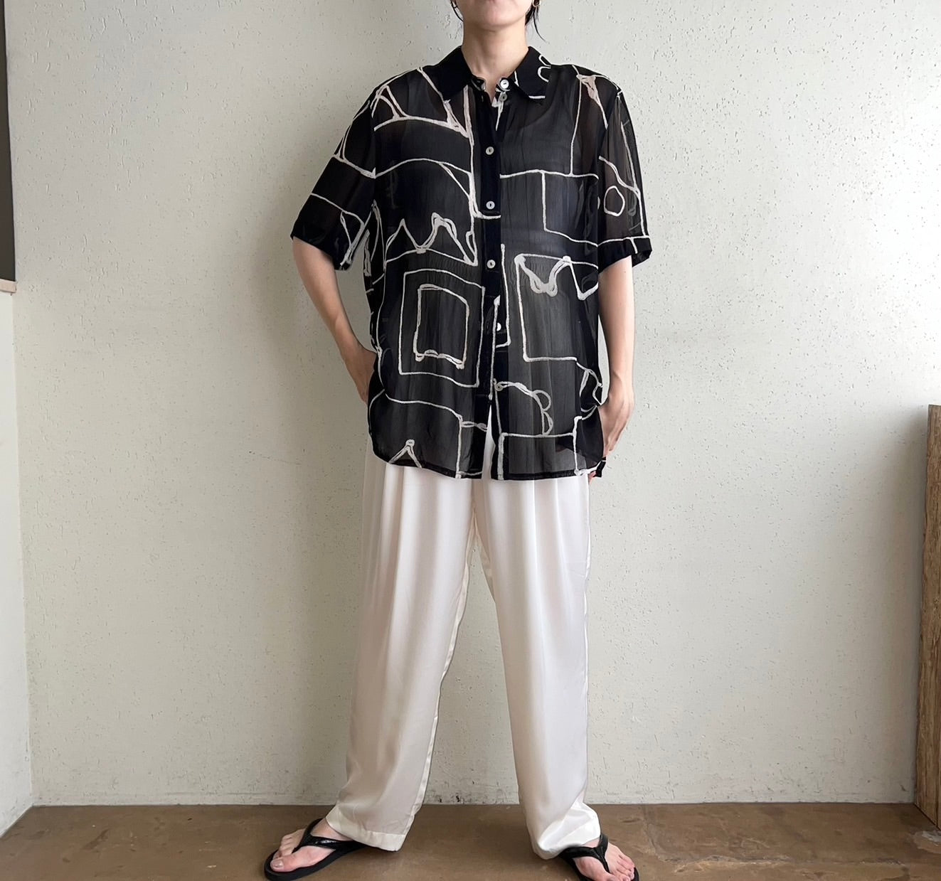 90s EURO Printed Sheer Shirt