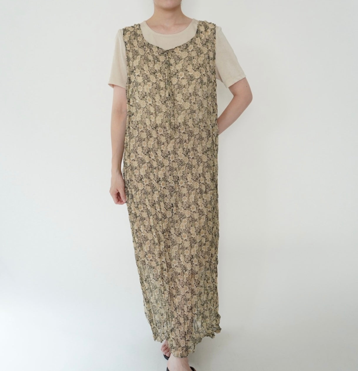 90s Floral Print Sheer Dress