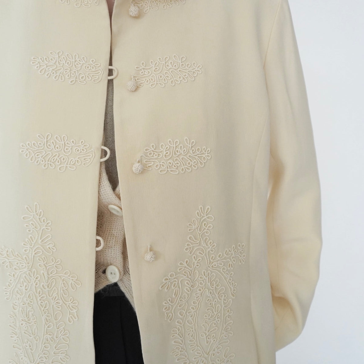 90s Cord Lace Design Silk Jacket