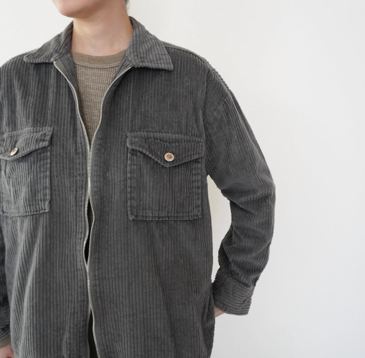 90s Gray Corduroy Light Jacket
