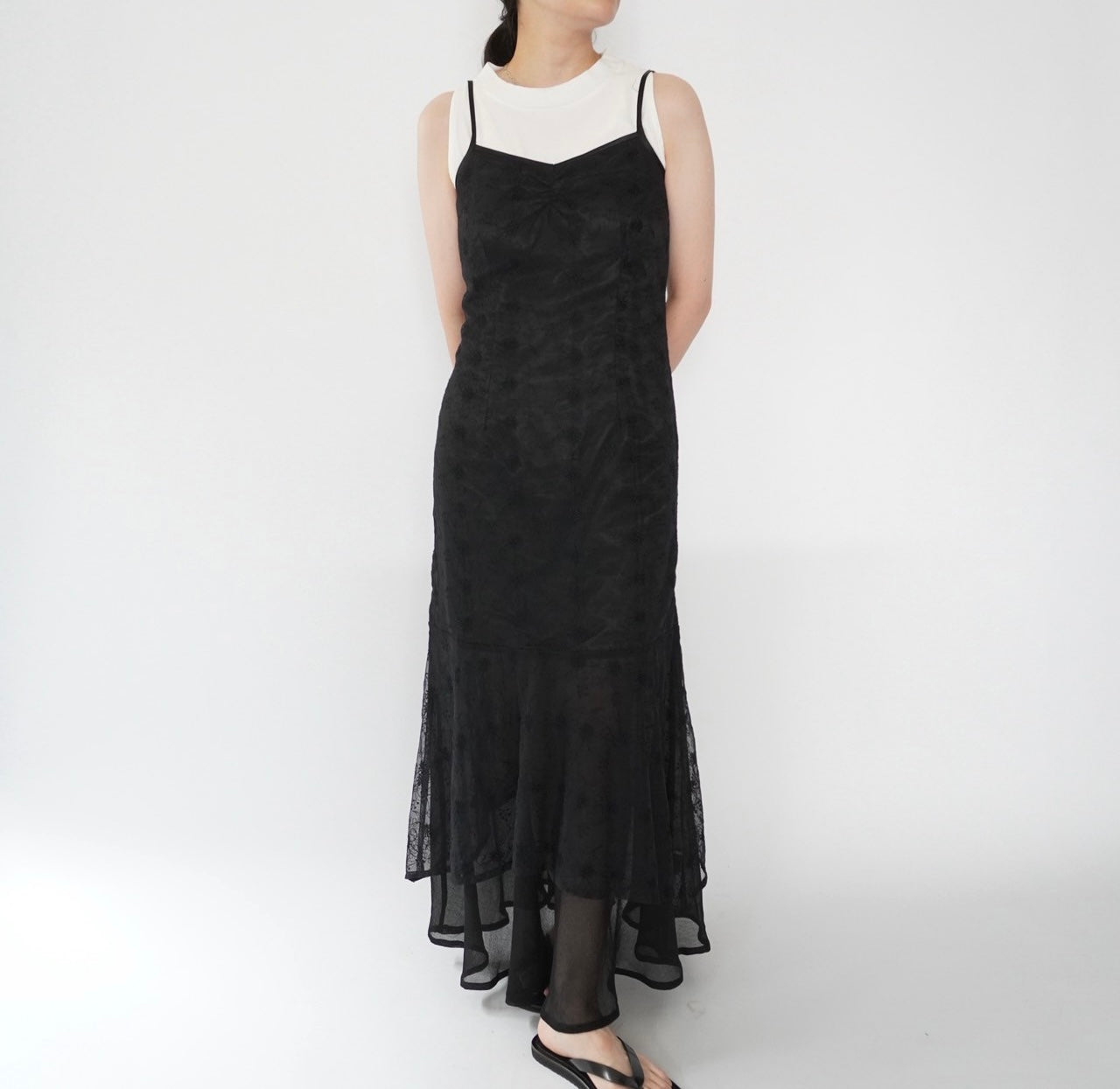 90s EURO Lace Design  Maxi Dress
