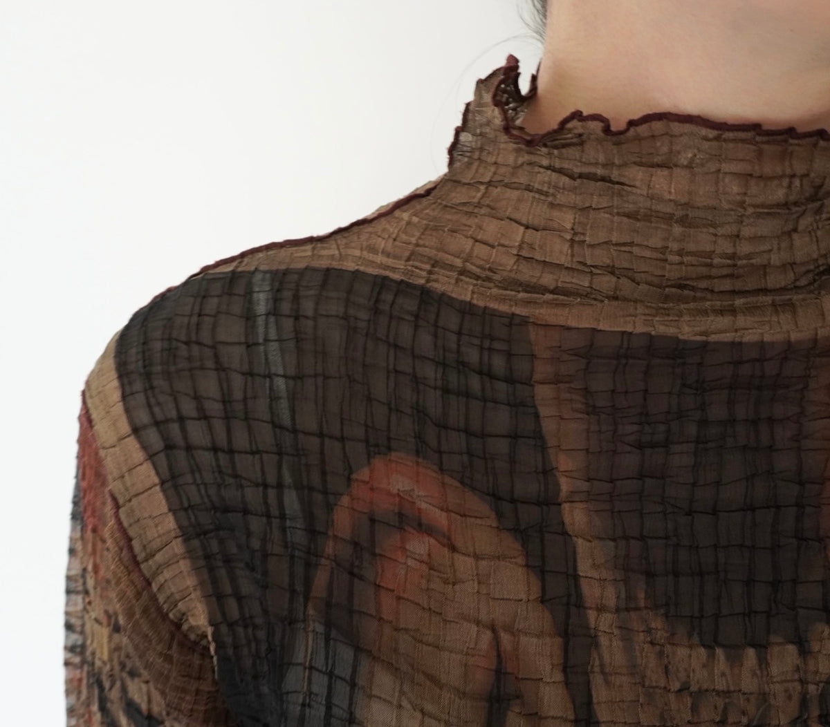 90s Pattern Sheer Top Made in USA