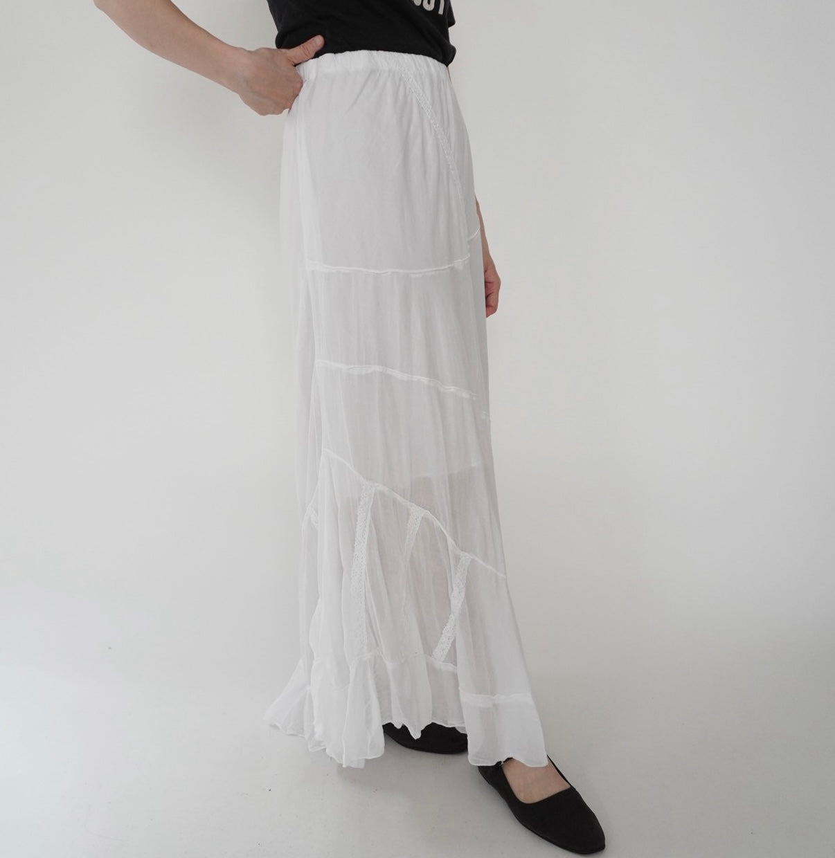 90s Cotton Lace Design Skirt Made in Italy
