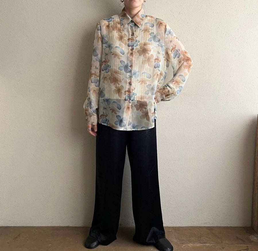 90s Printed  Sheer Shirt