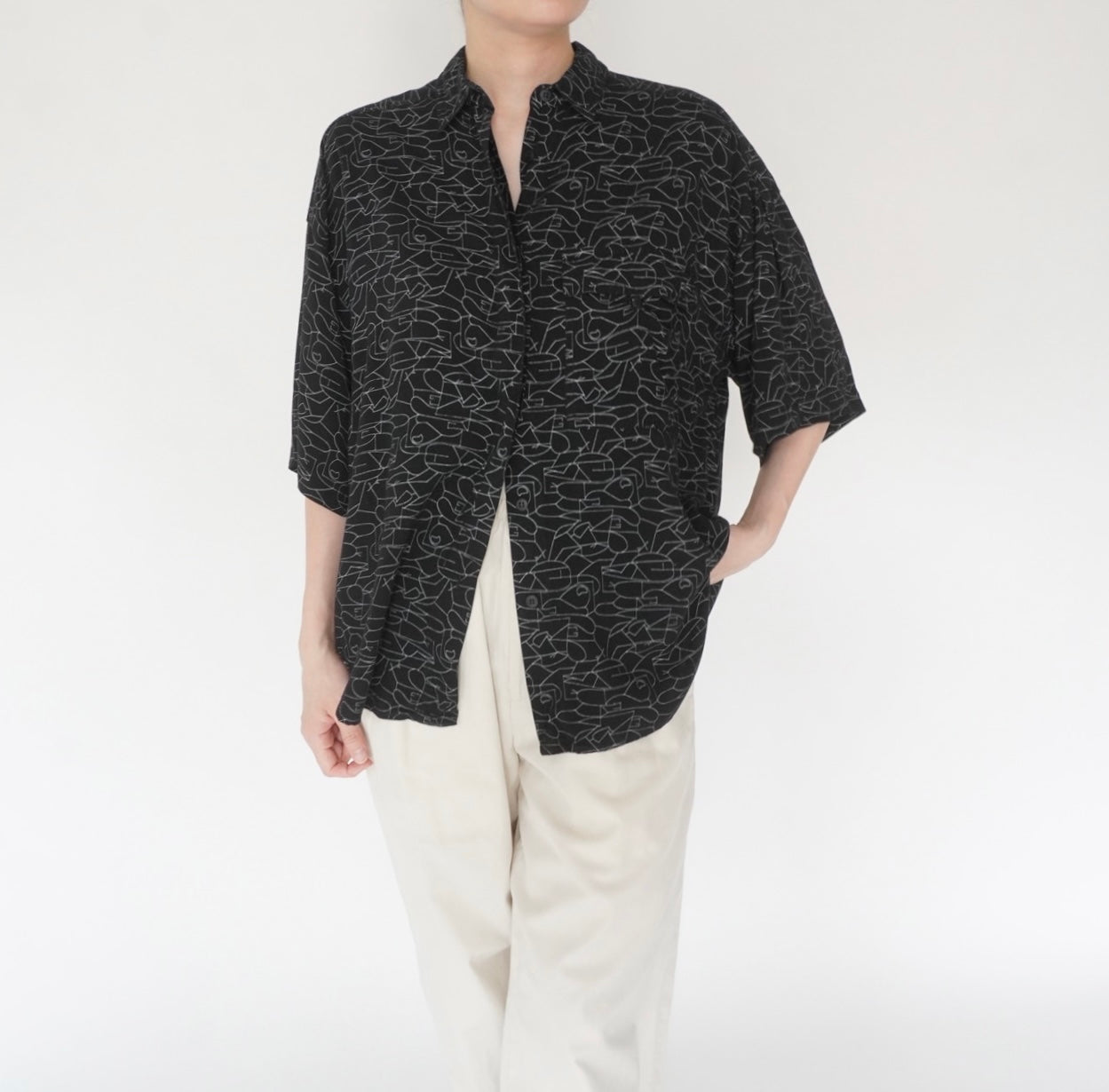90s Black  Pattern Shirt