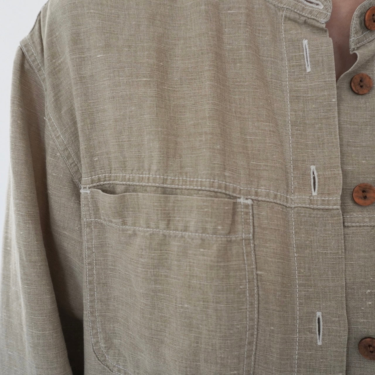 90s Linen x Cotton Design Shirt