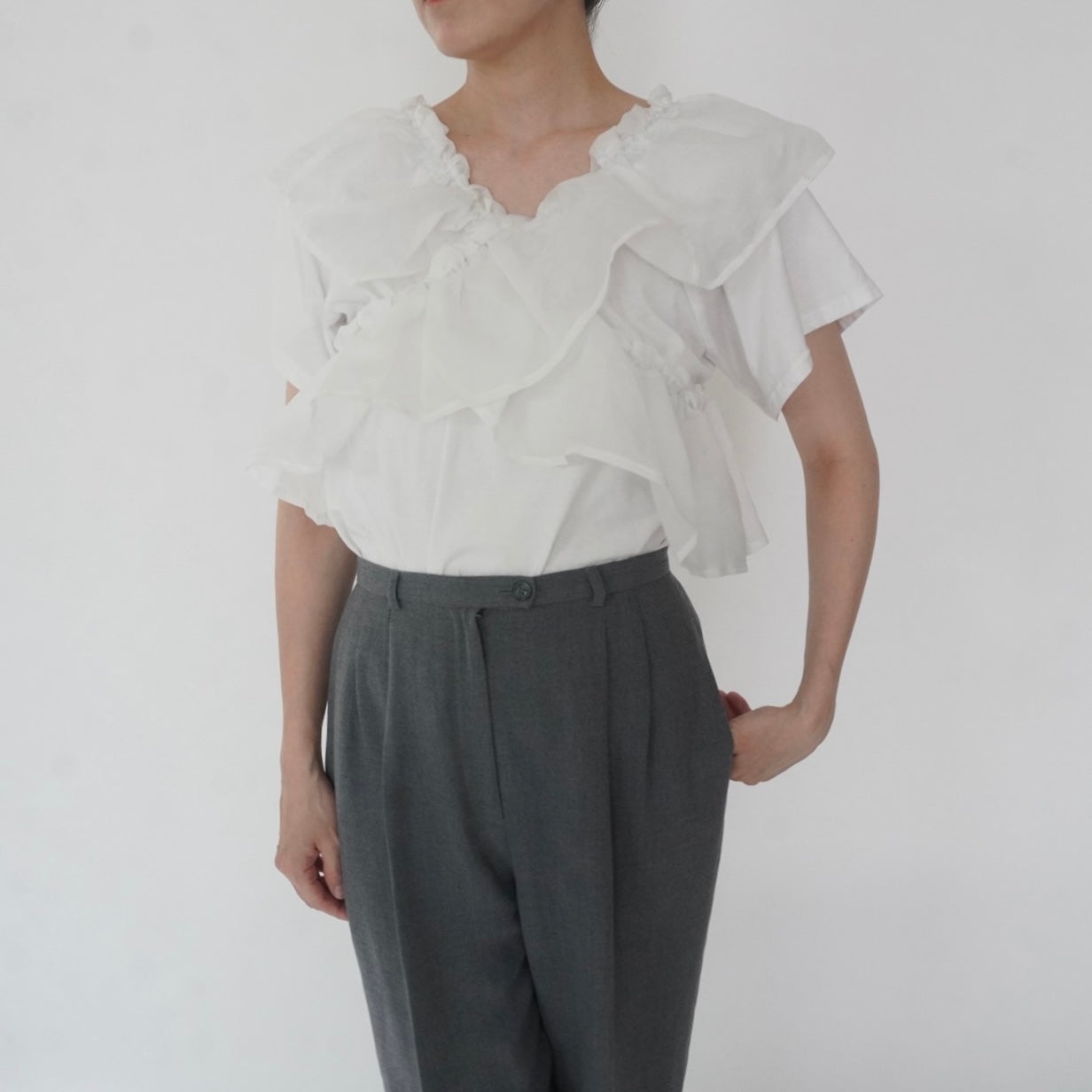 White Ruffle Top