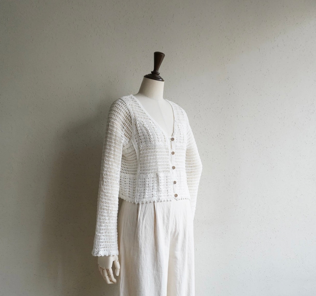 90s White Crochet Cardigan