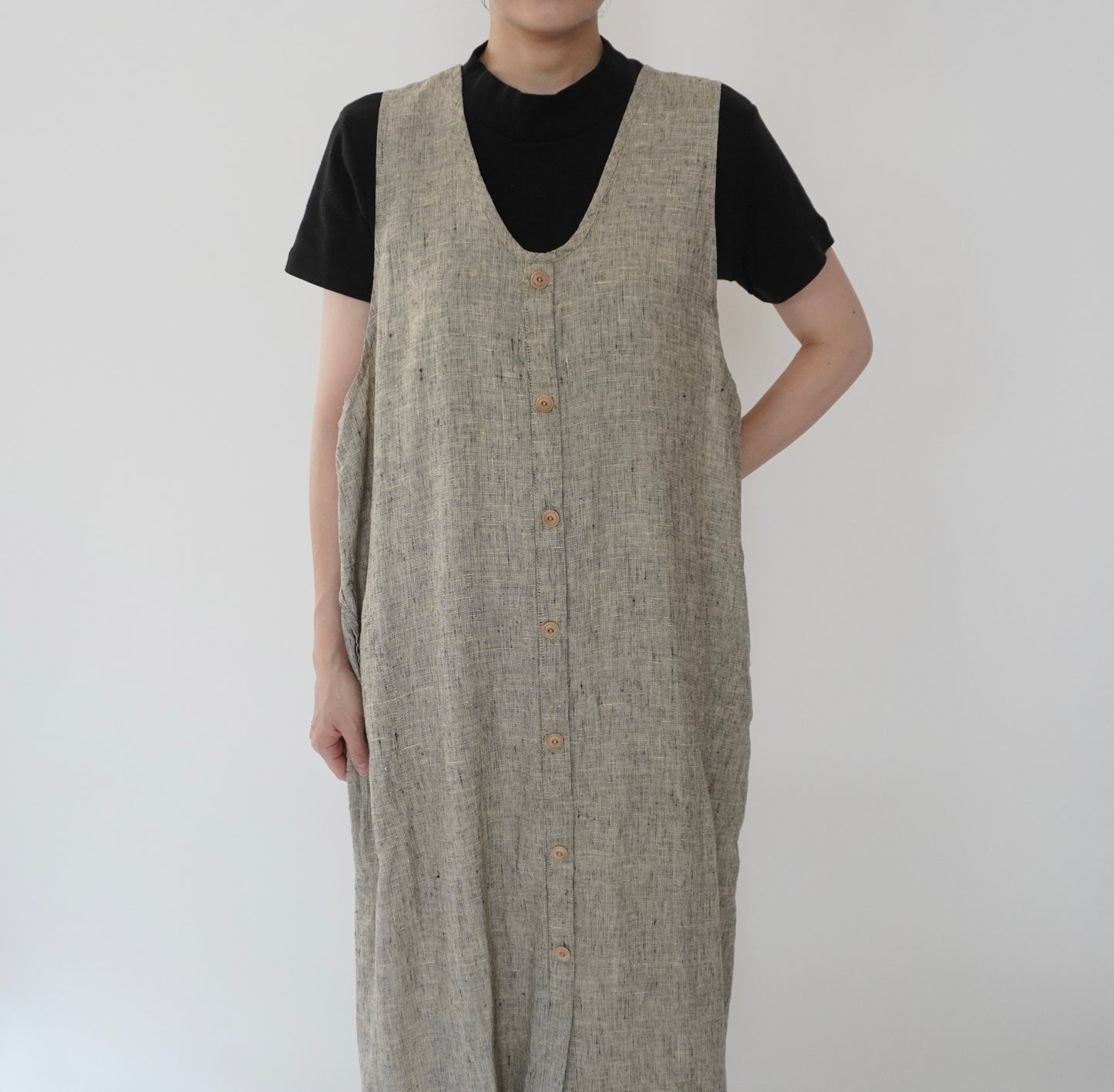 90s FLAX by jeanne engelhart Linen Dress