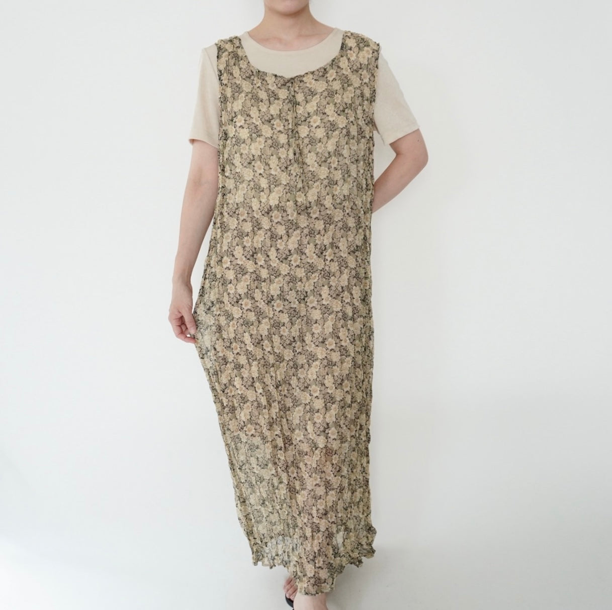 90s Floral Print Sheer Dress