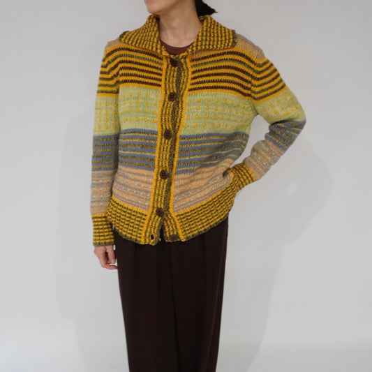 90s "BENETTON" Multi Striped Cardigan Made in Italy