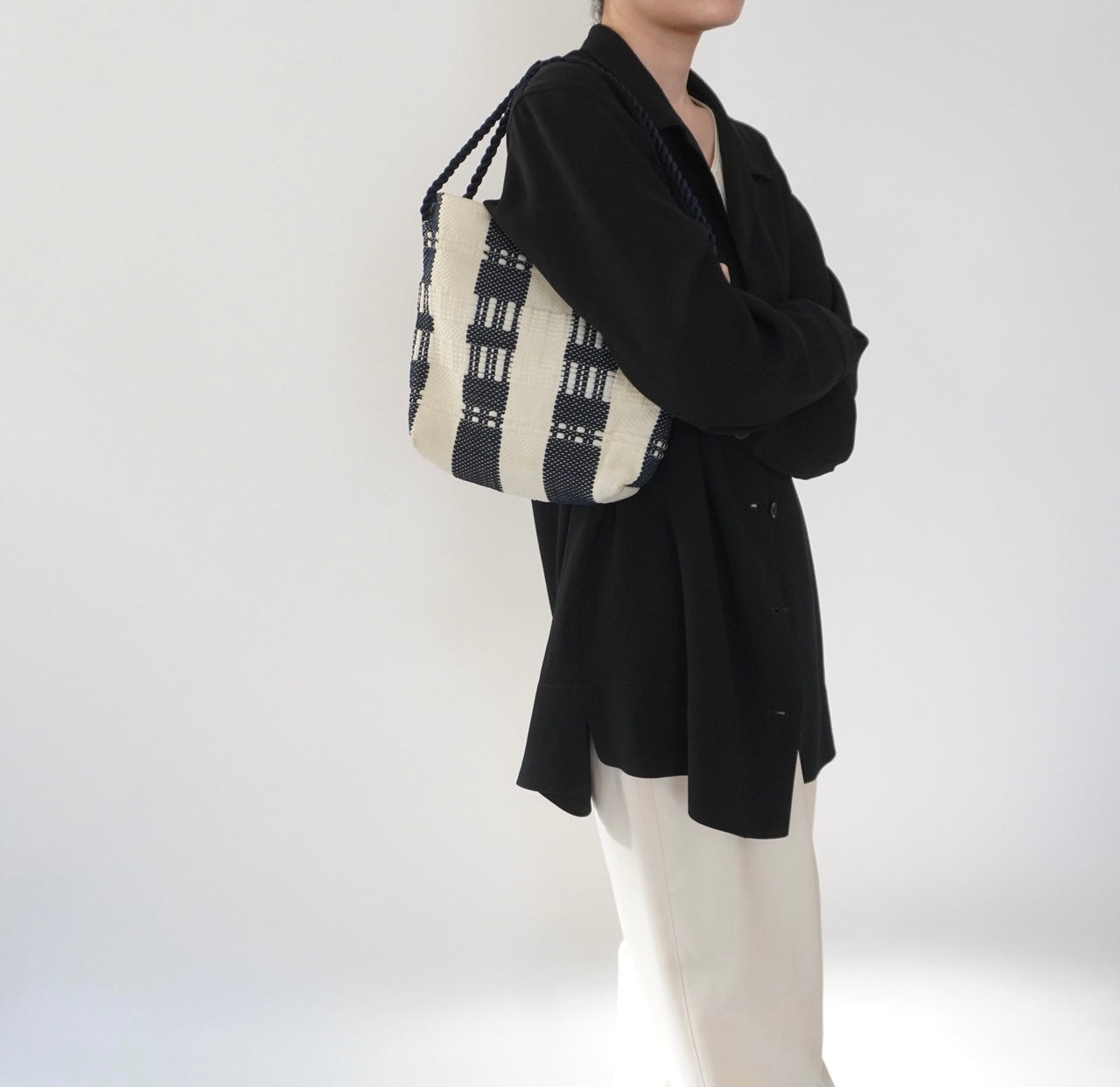 40s Woven Striped Bag