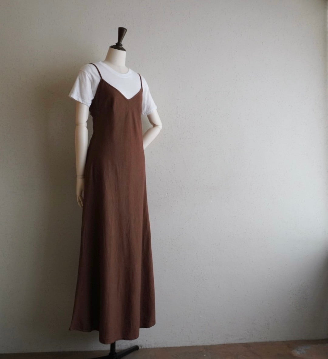 90s Brown Linen Dress Made in Italy