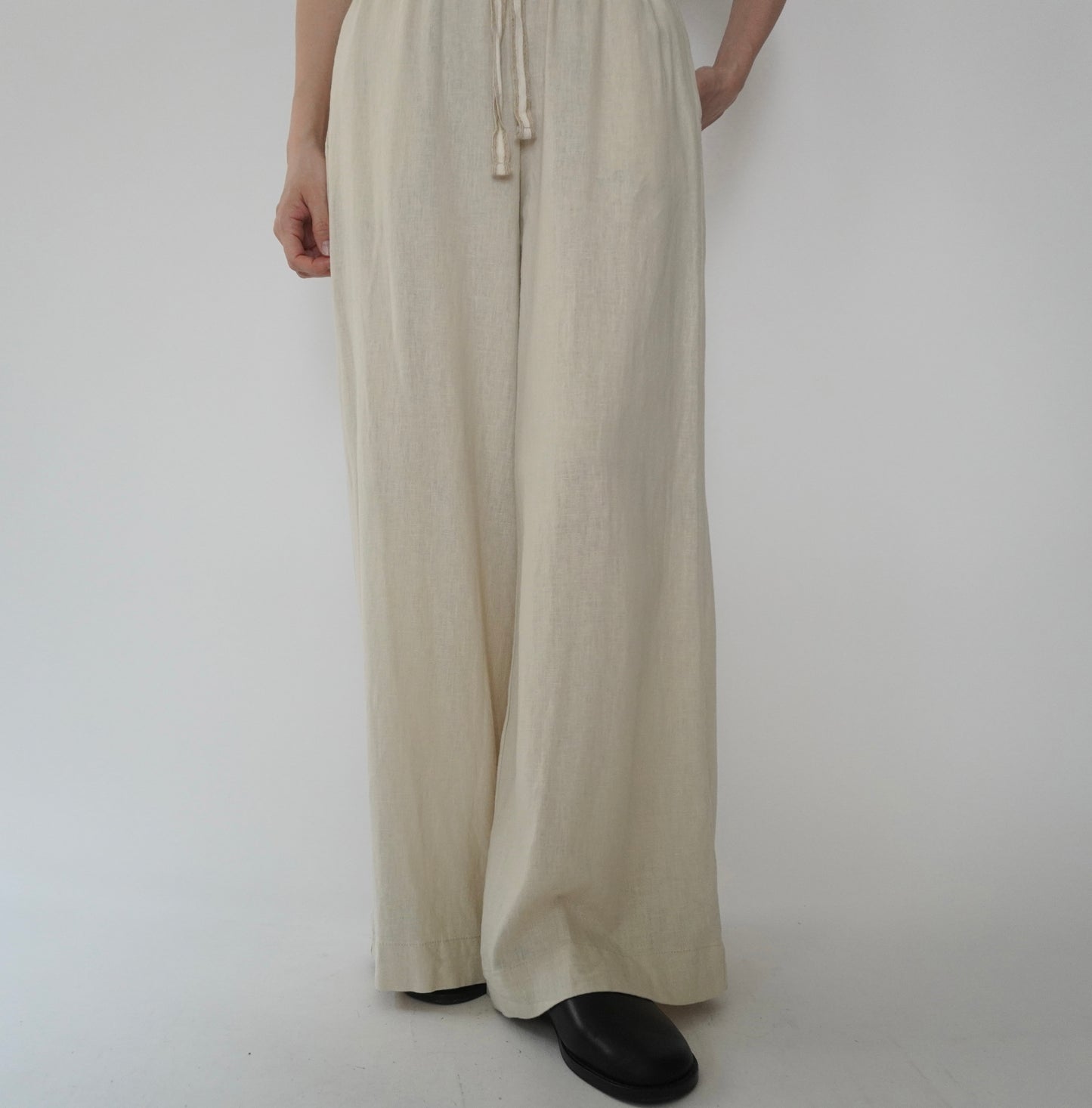 Ivory Linen Wide Pants