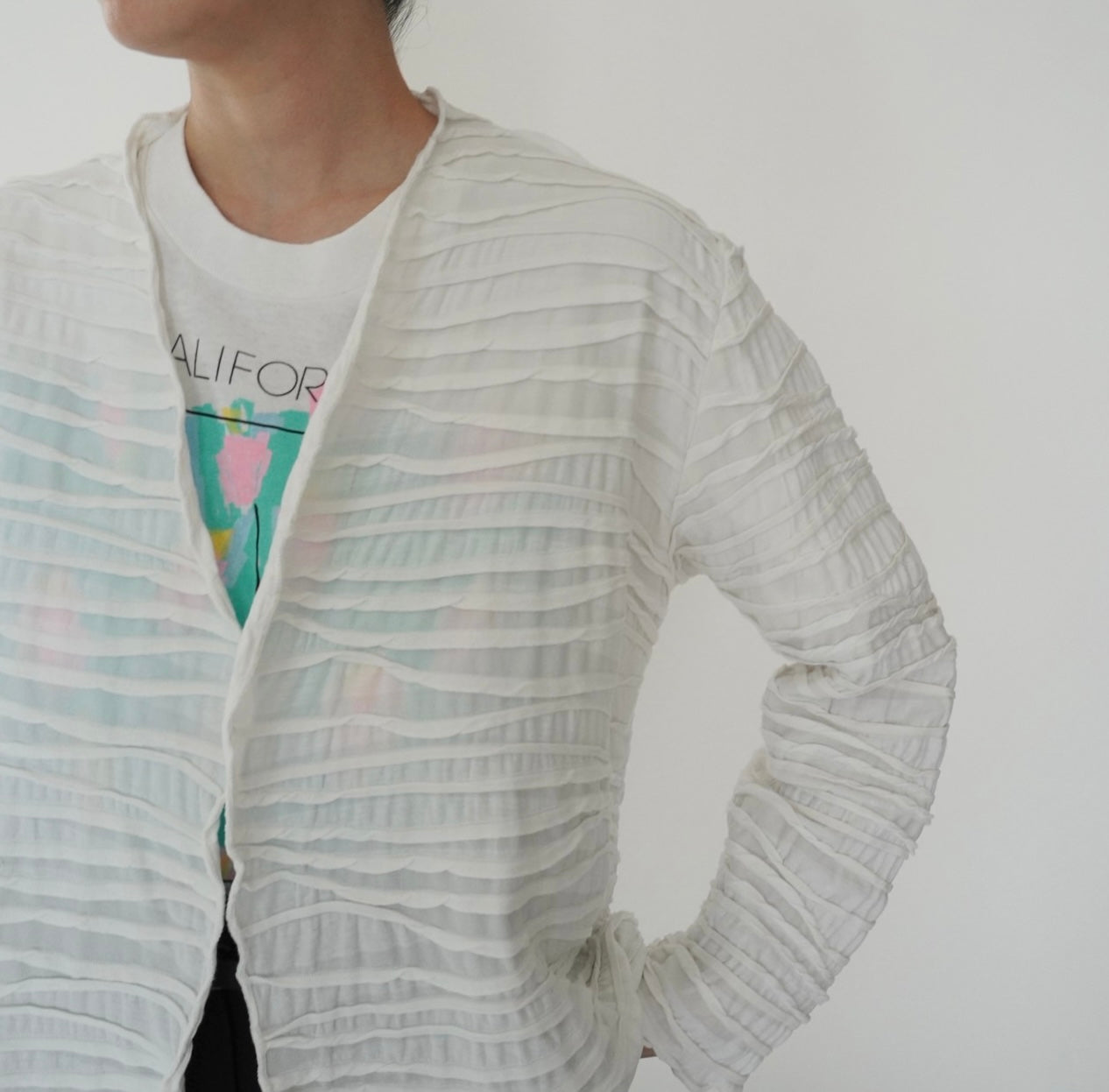 90s Pleated Cardigan Made in USA