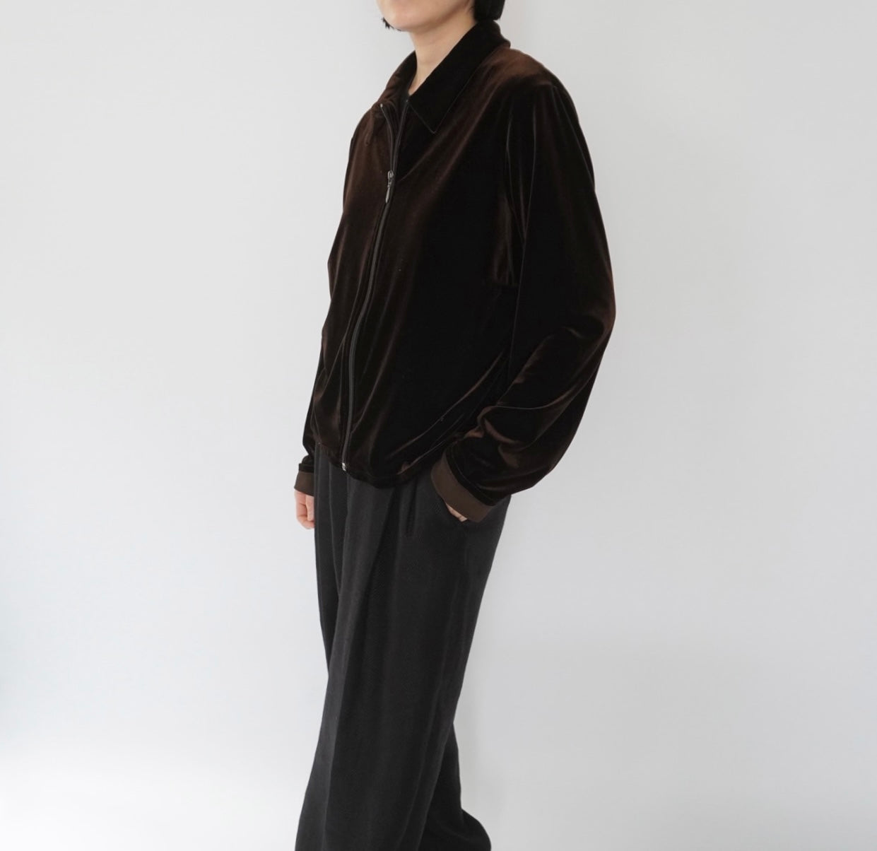90s "J.CREW" Velour Zip Shirt