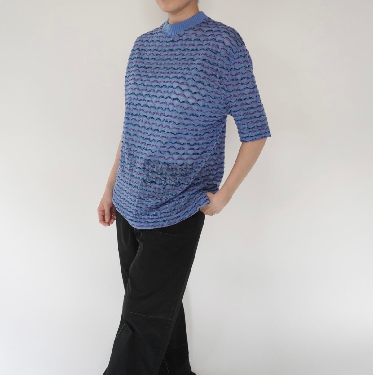 80s Blue Design Top