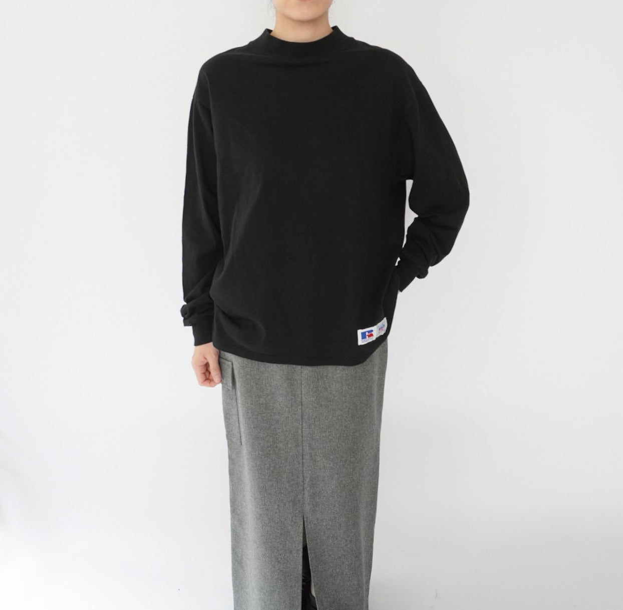 90s Mock Neck Long Sleeves T-shirt  Made in USA