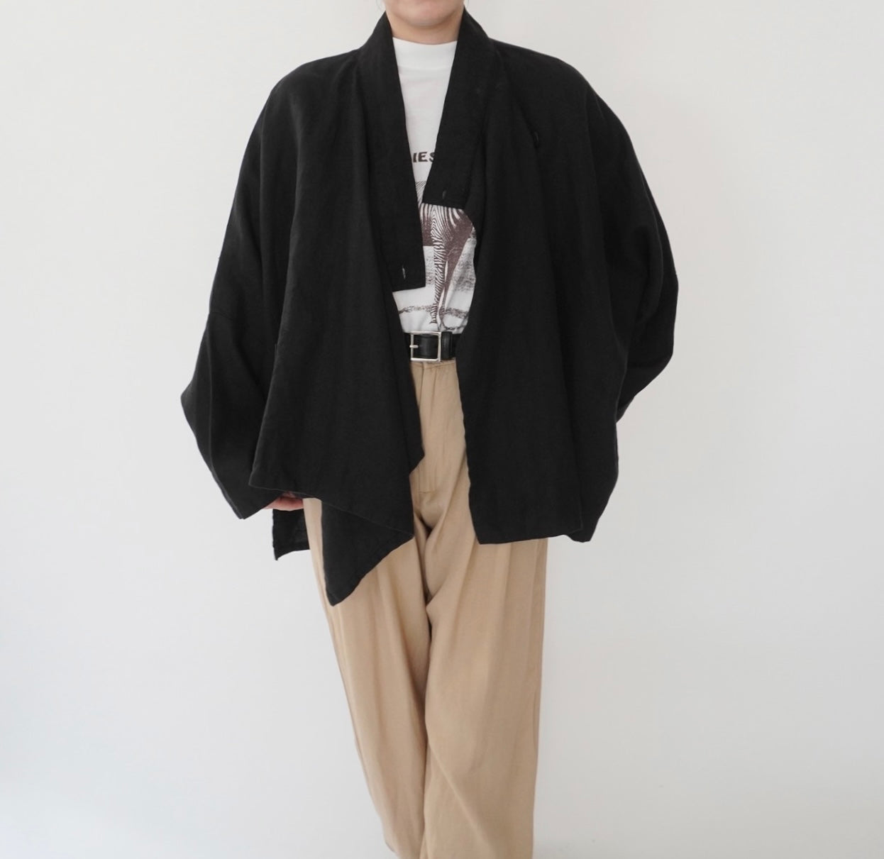 90s Black Linen Design Jakcet