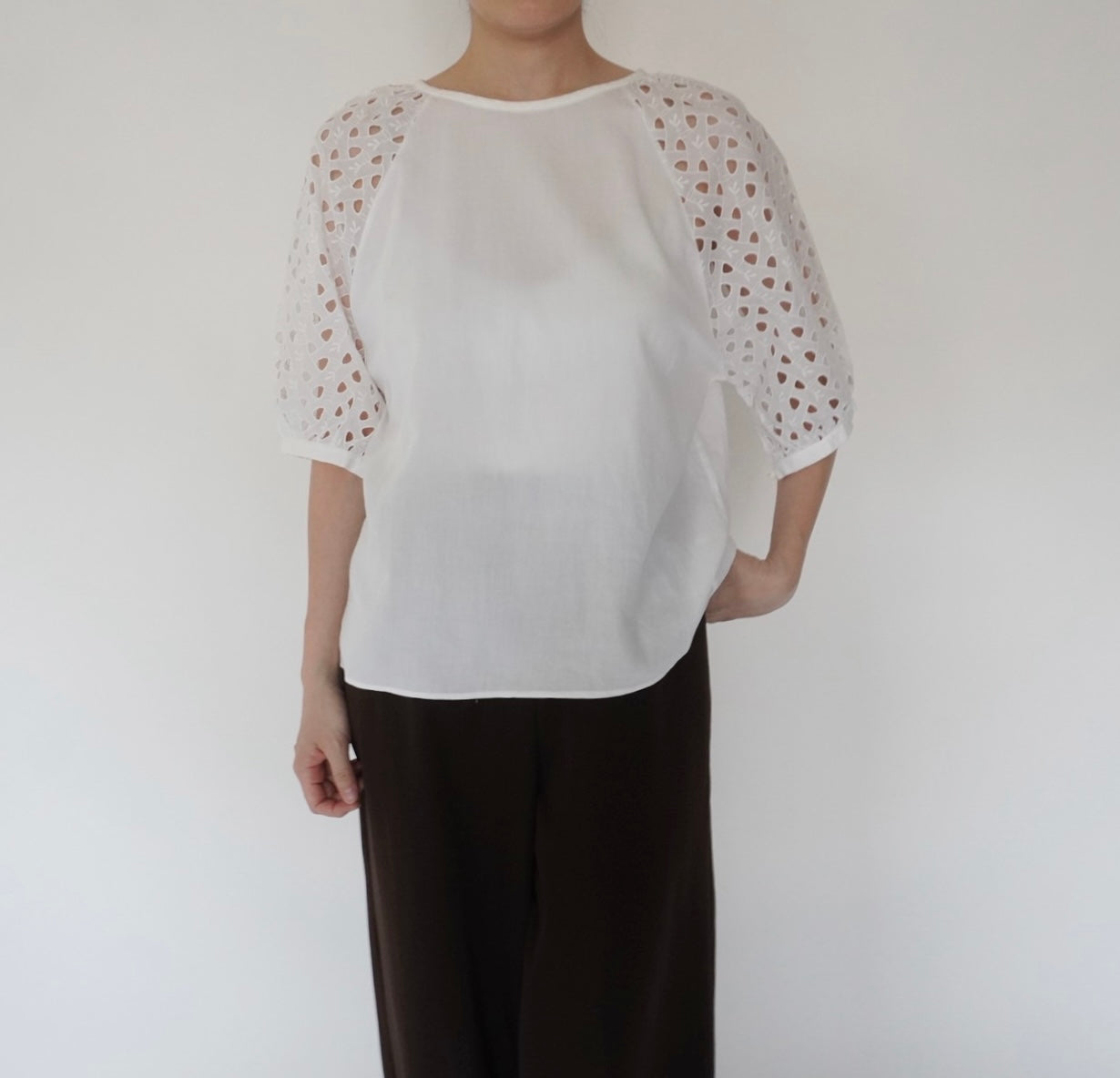 80s Cut Lace Design Blouse