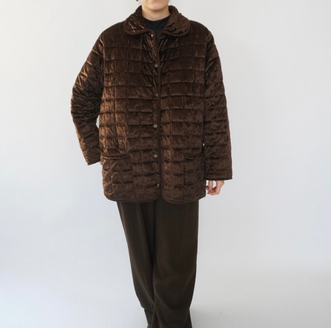 90s Velour Quilted Jacket Made in Italy