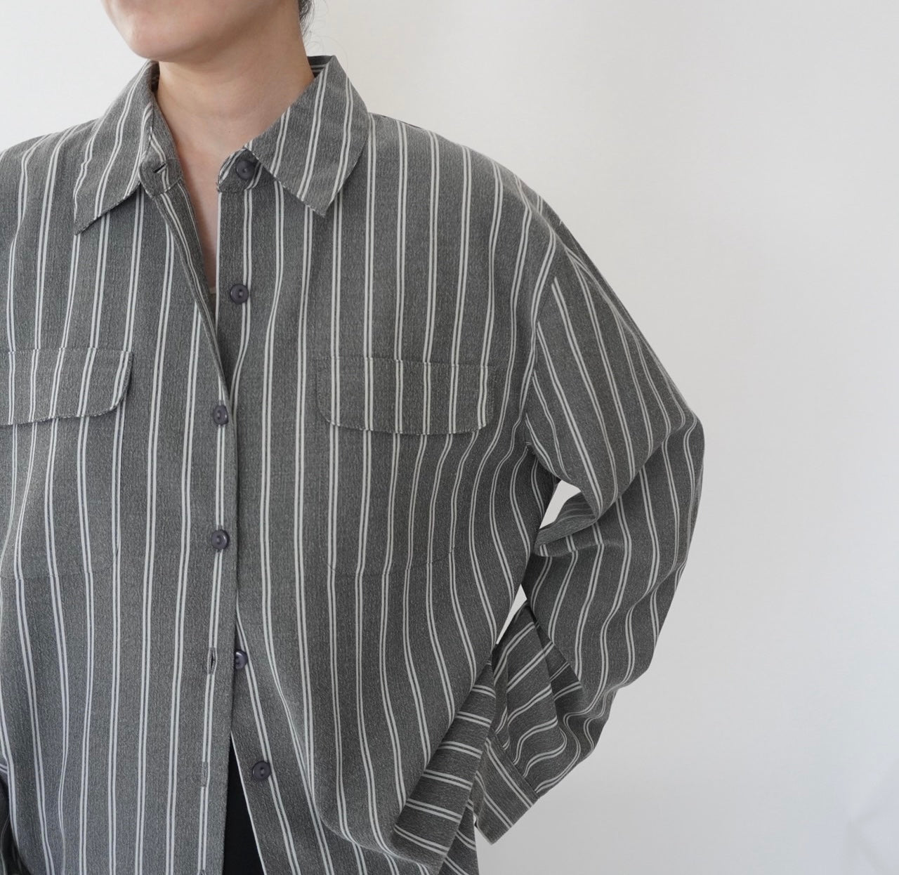 90s Gray Striped Shirt