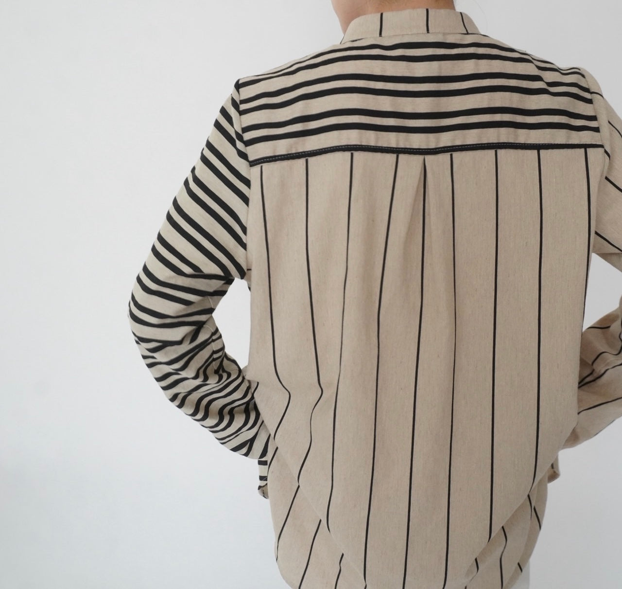 Beige Striped Design Shirt Made in Italy