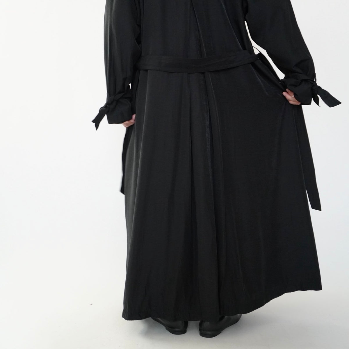90s Black Design Maxi Coat