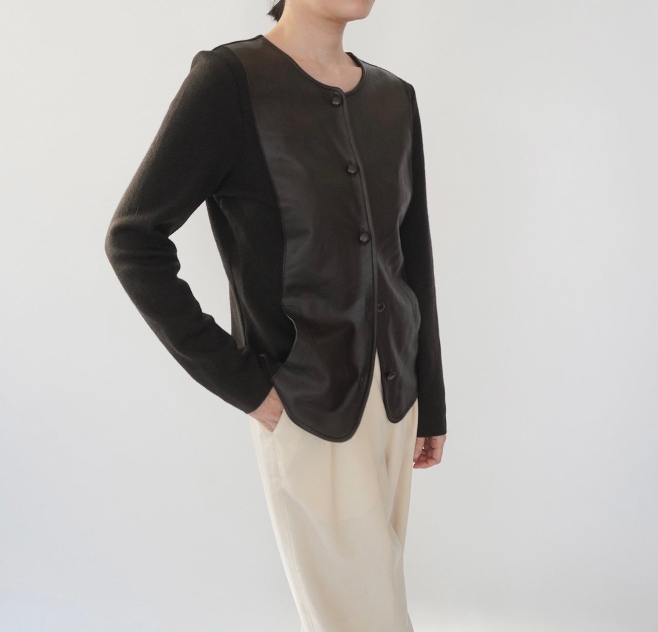 90s Faux Leather Top,Cardigan