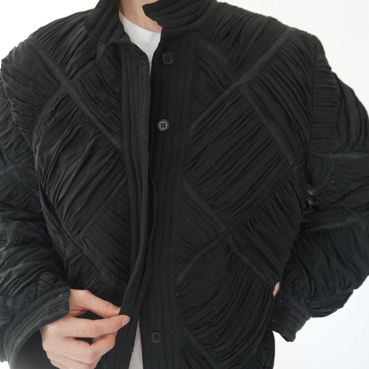 80s Silk Pleat Design Jacket