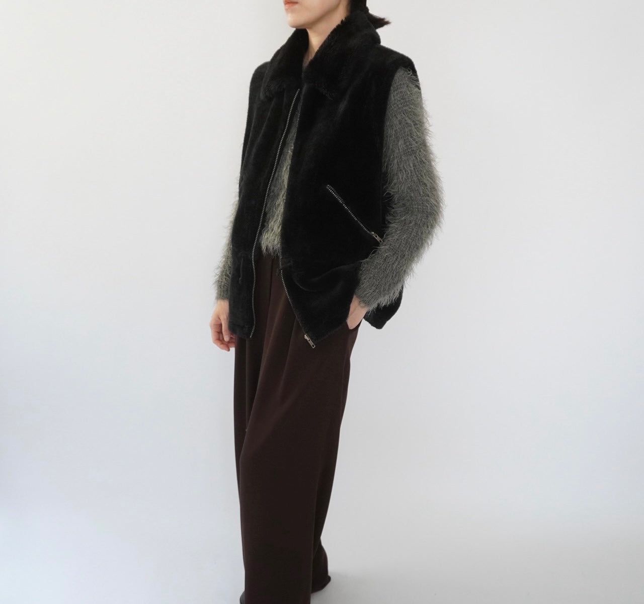90s Fluffy Fleece Vest