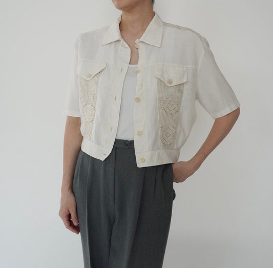 80s EURO Crochet Design Shirt