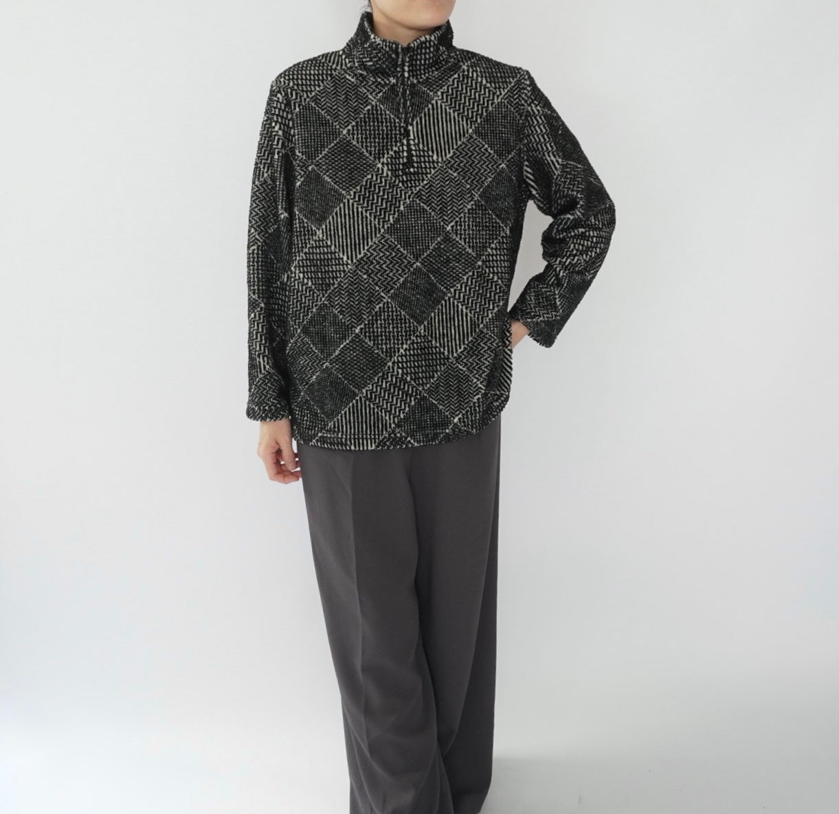 90s Pattern Fleece Top Made in Canada