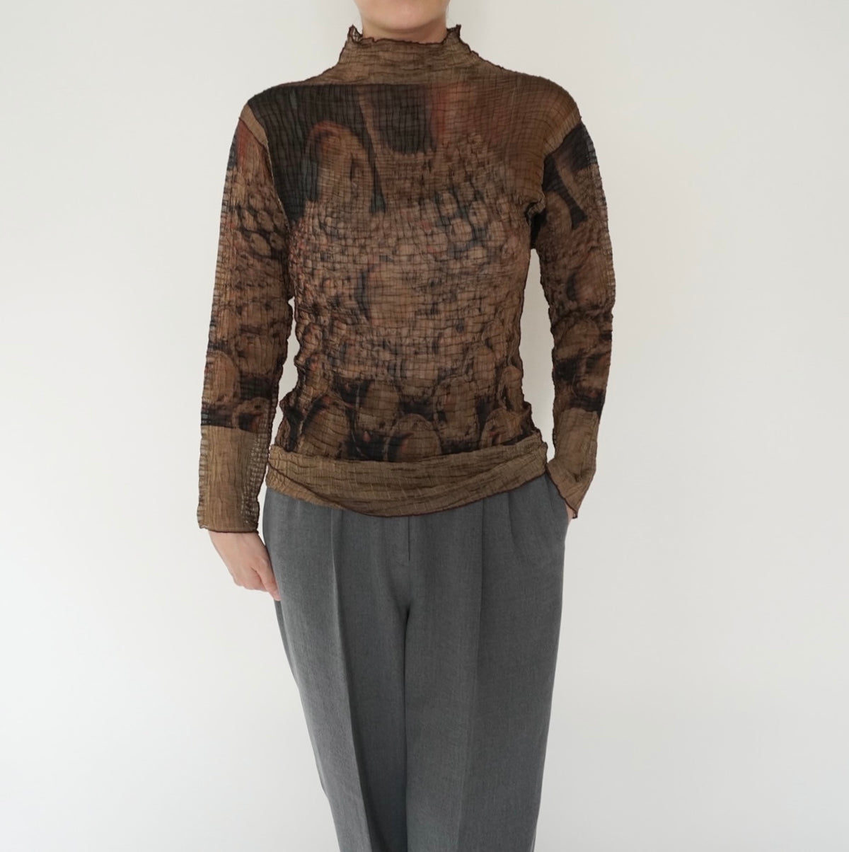 90s Pattern Sheer Top Made in USA