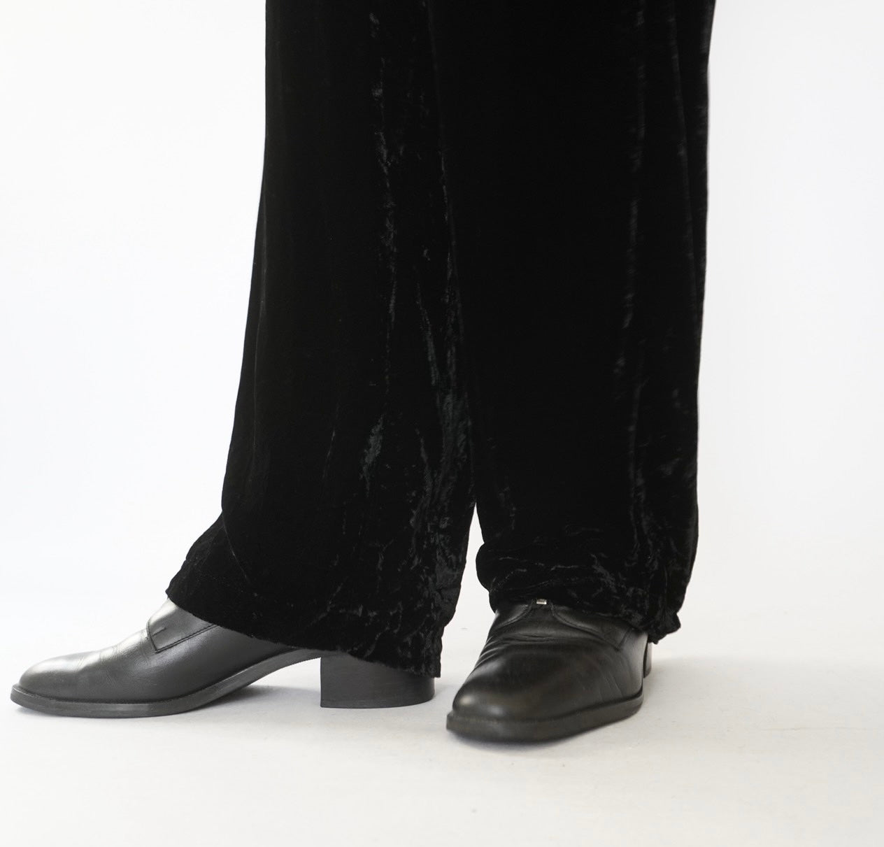 90s Black Velour Wide Pants
