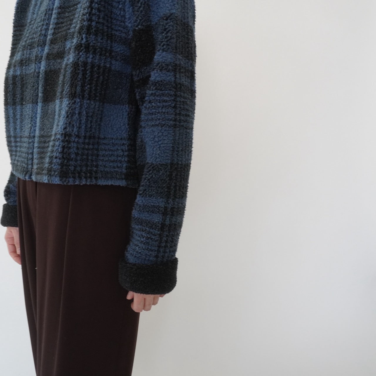 90s Plaid Fleece Zip Top Made in USA