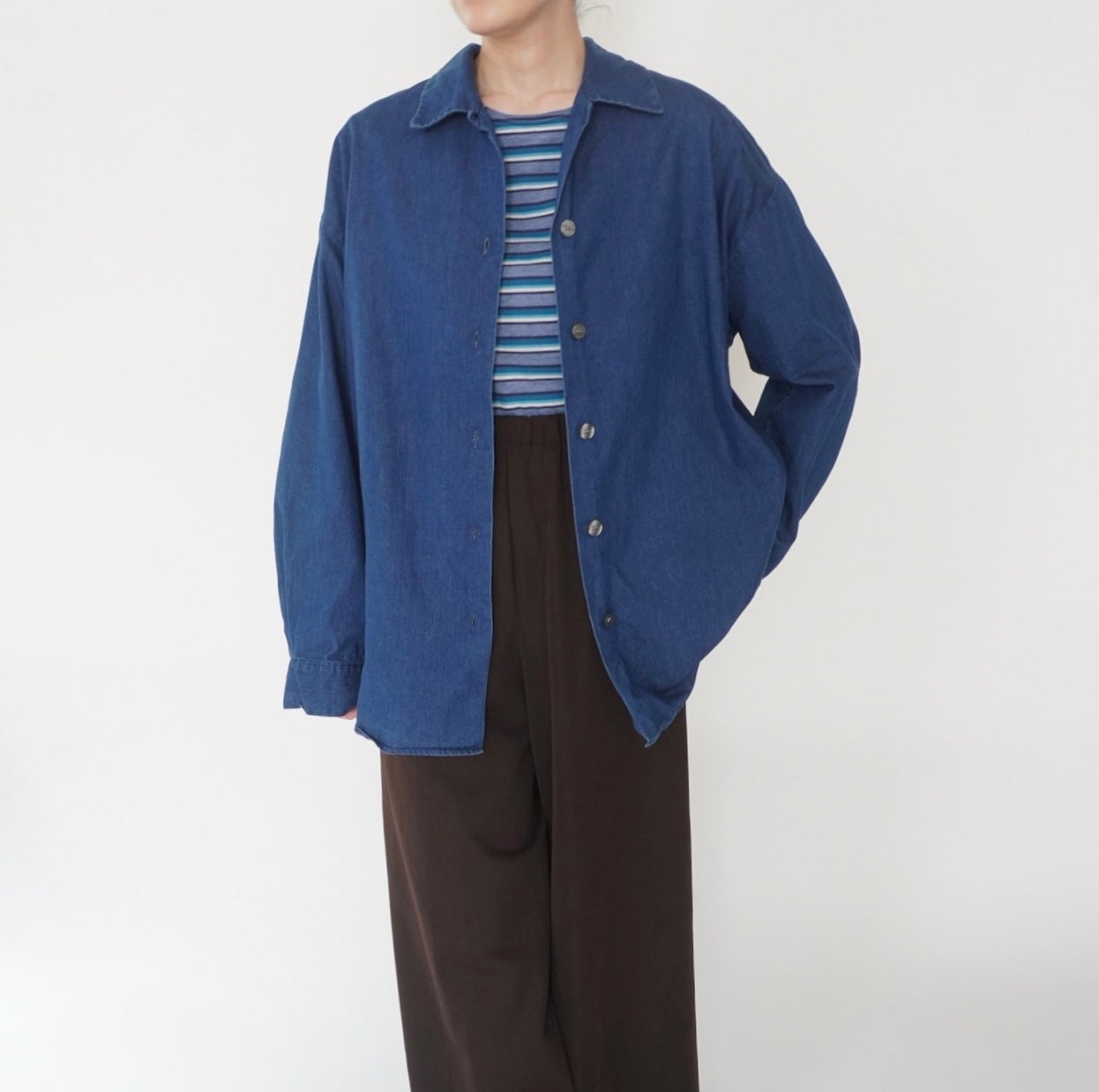80s "ANNE KLEIN" Denim Shirt