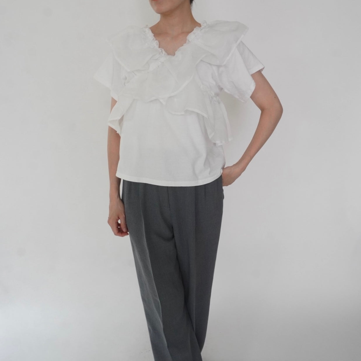 White Ruffle Top