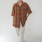 90s Linen Plaid  Shirt