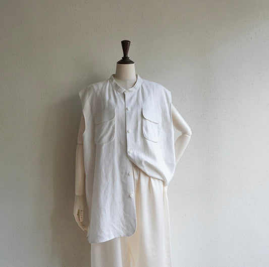 90s Linen Boxy Top,Vest