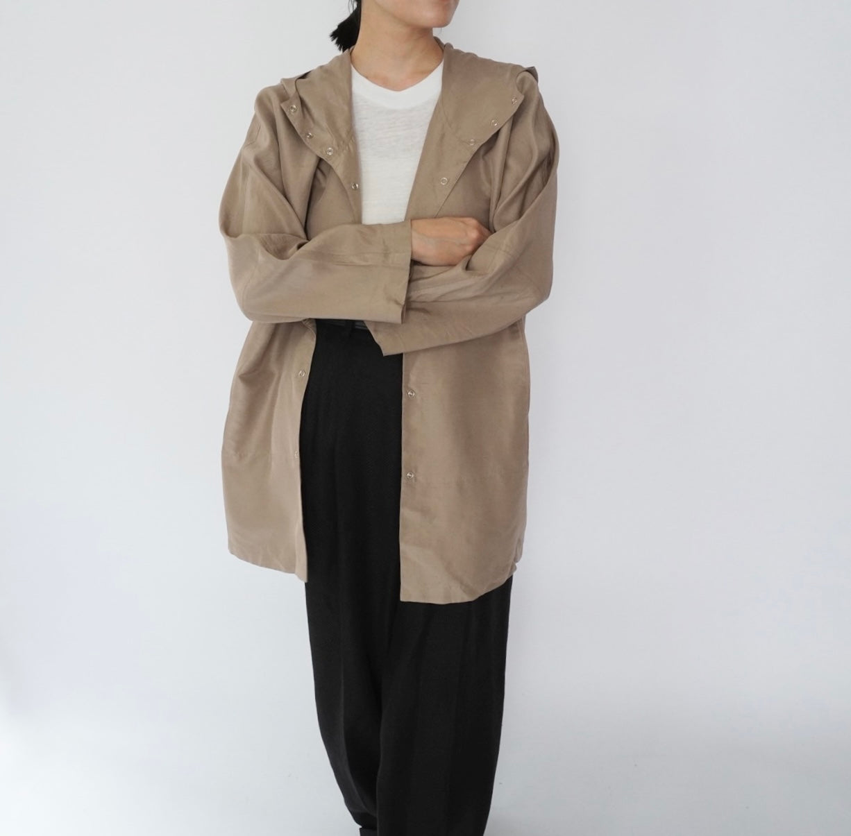 90s Hoodie Silk Blouse