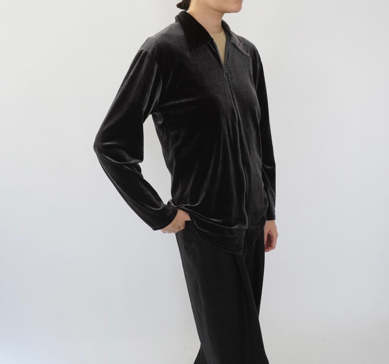 70s Zipped Velour Top