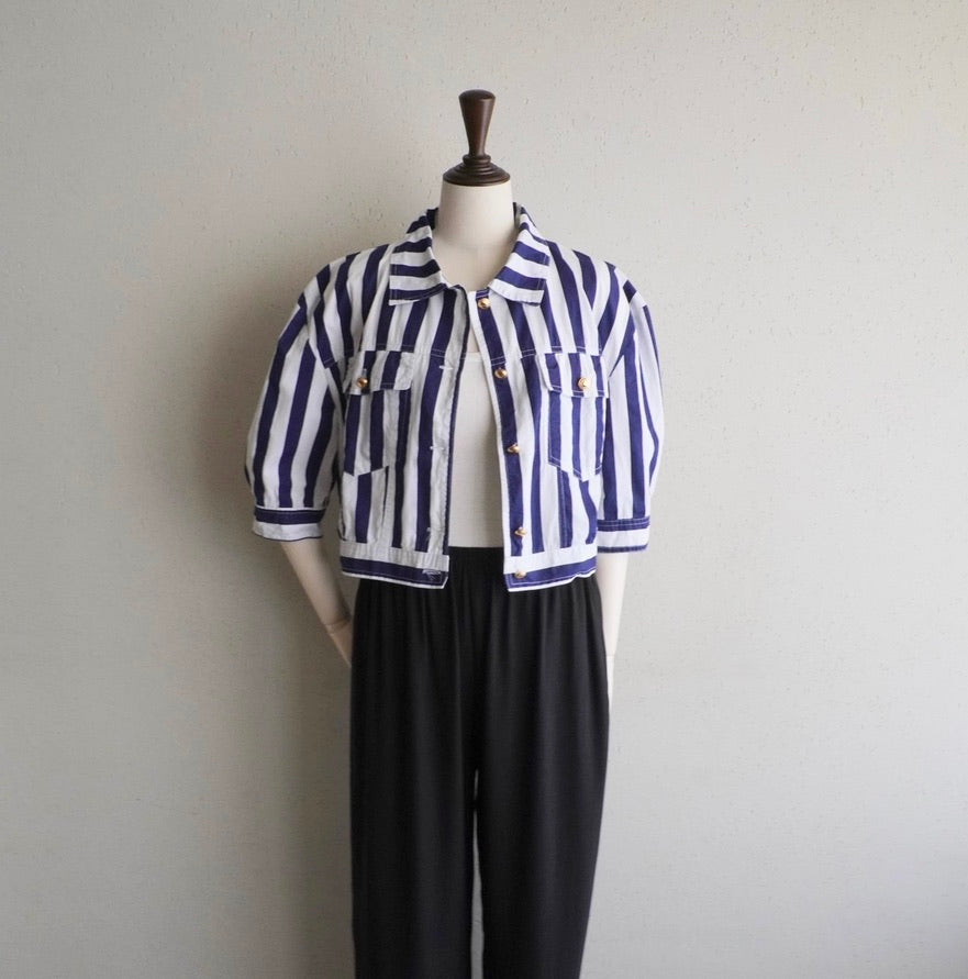 90s Cotton Striped Shirt,Jacket Made in Italy