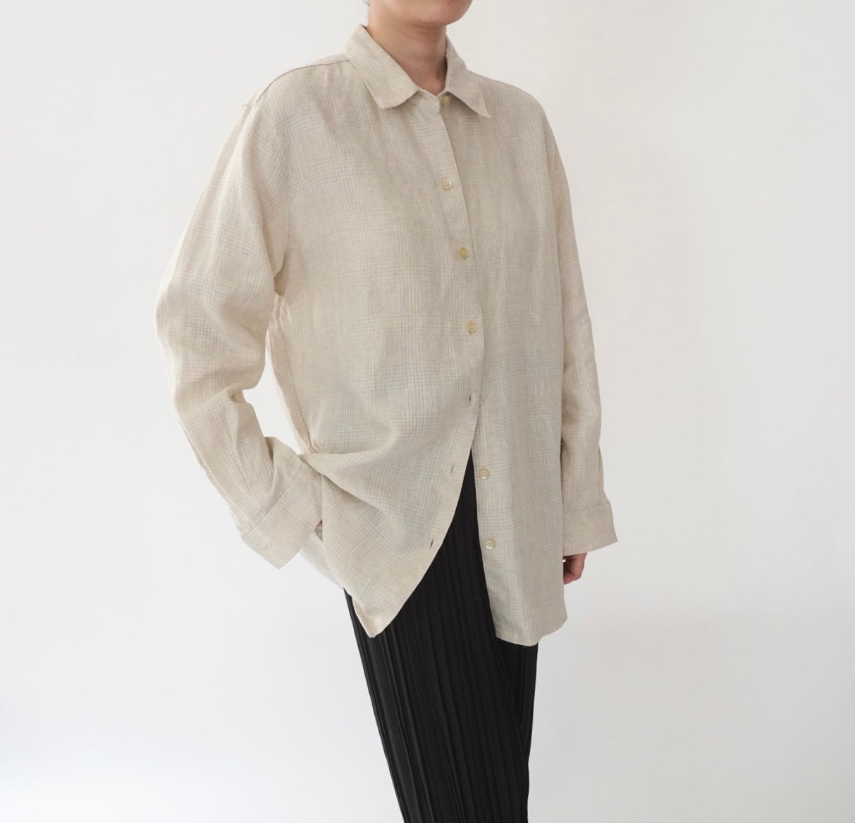 90s Beige Linen Shirt