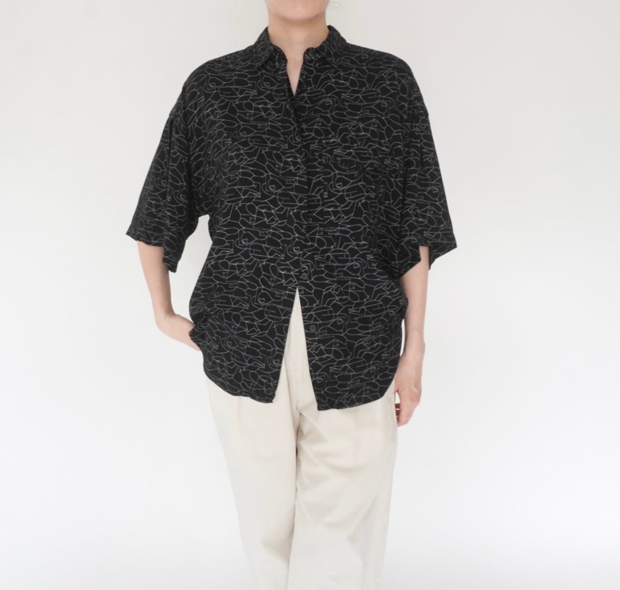90s Black  Pattern Shirt