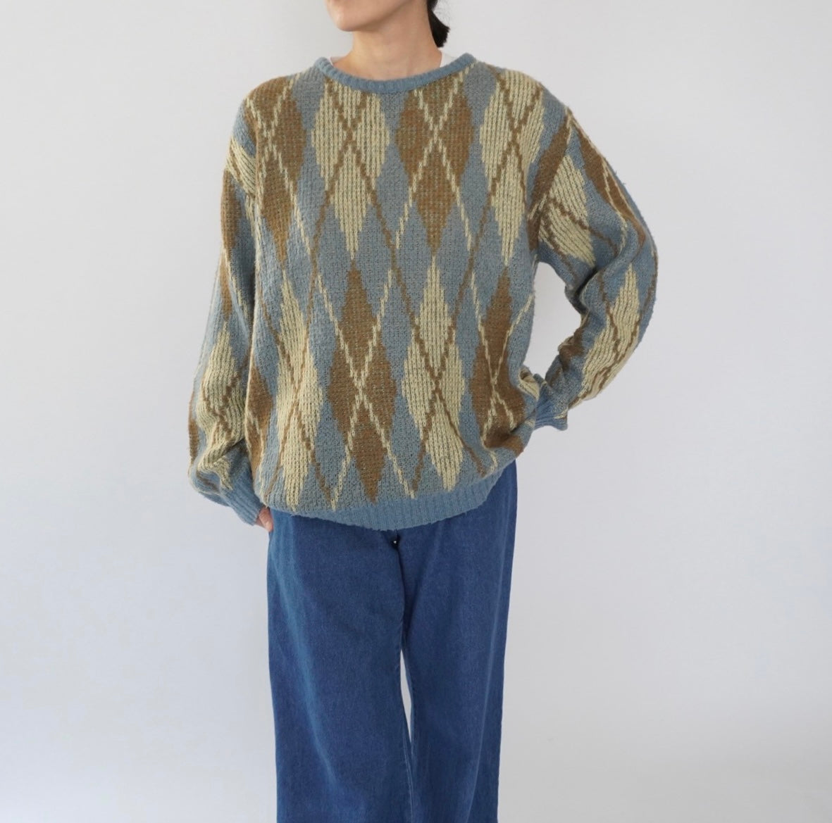 80s Argyle Mohair Knit Made in Italy